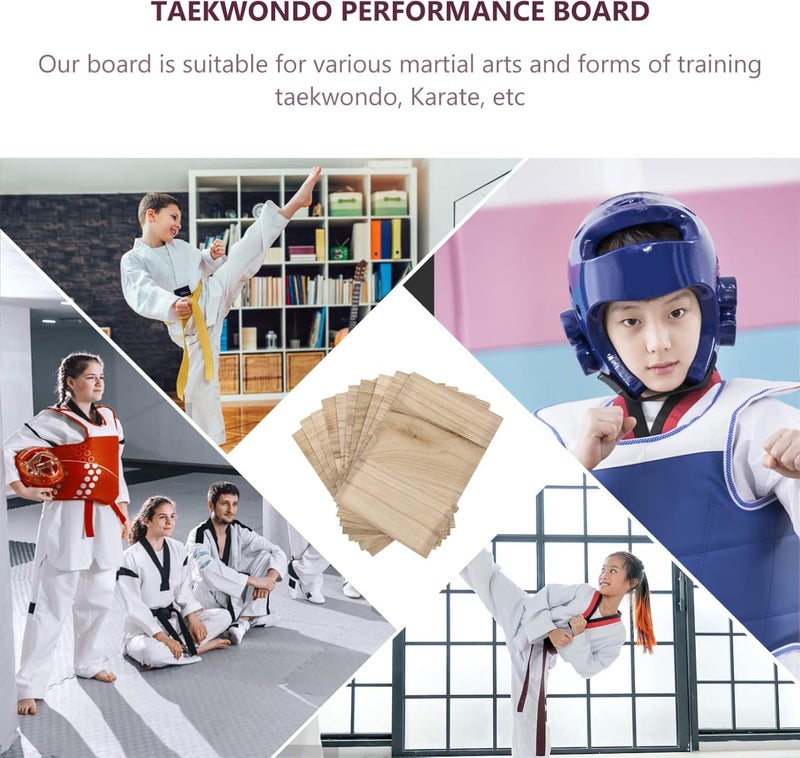 Veemoon 10Pcs Karate Breaking Thin Wood Boards, Taekwondo Training Wooden Boards Rebreakable Martial Arts Performance Board Professional Kungfu Kick for Kids Adult Training Accessory, 3MM Thick - Image 3